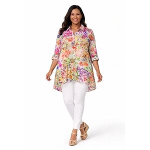 Women's Berek Garden‎ Floral Lace Jacket Tunic Top Coverup, Size XL